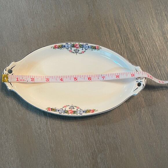 Vintage Mid Century Canonsburg Pottery Co. Oval Serving Plate Floral Made in USA - Picture 12 of 13